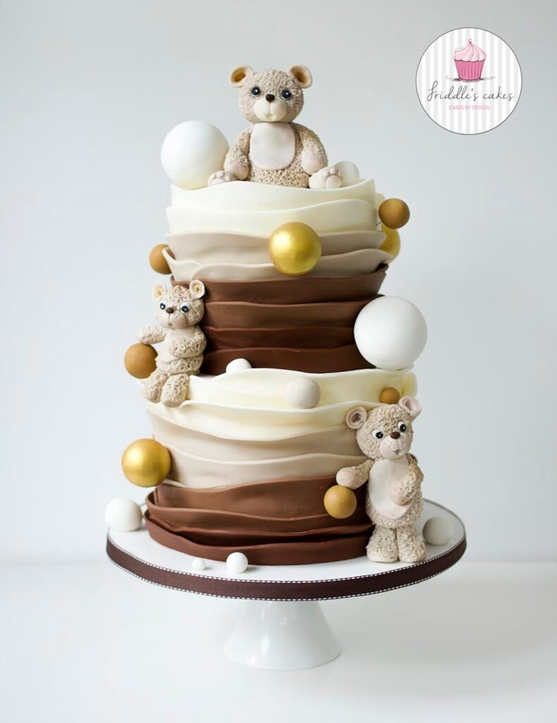 teddy bear baby shower cake - Friddle's Cakes